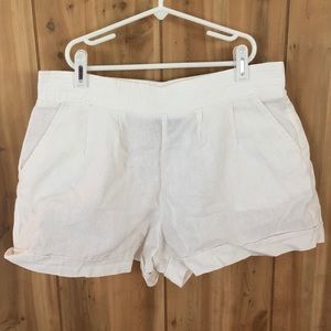 White linen shorts